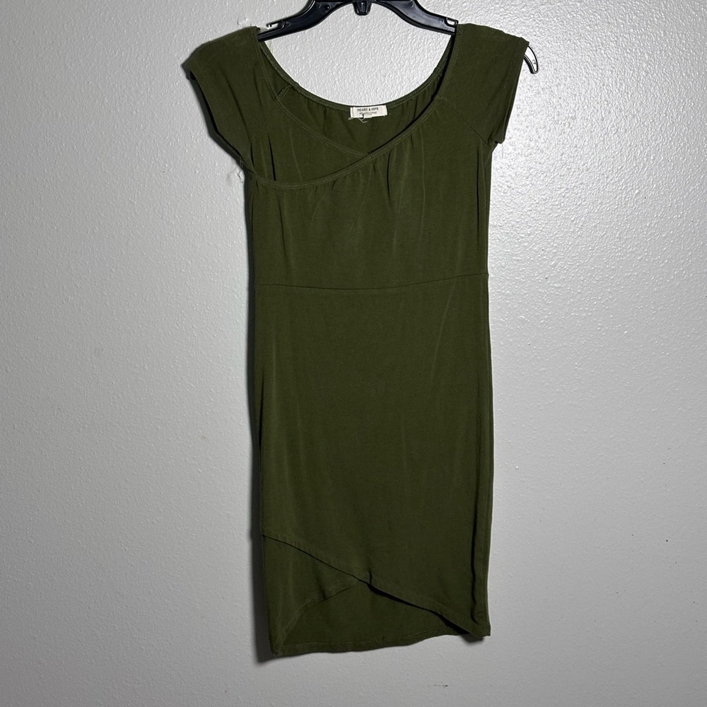 Heart & Hips Women Party Olive Green Bodycon‎ Mini Dress Size Small.